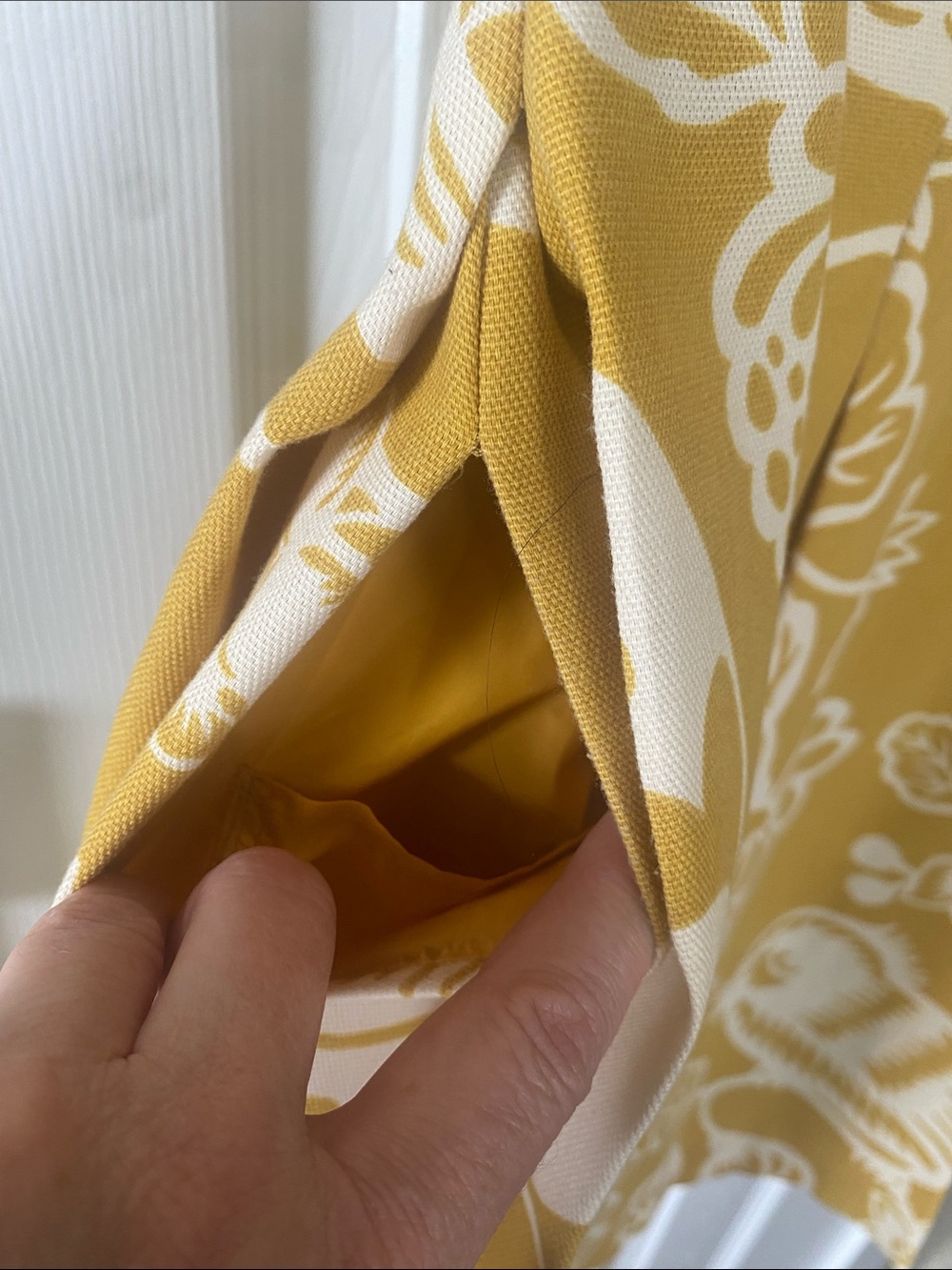 CUSTOM 1950 Yellow Floral Fit & Flare Dress with Satin Slip & Hidden Pockets SzM - Picture 6 of 16